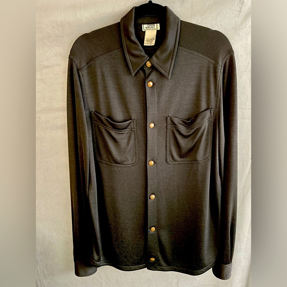 Men’s Gianni Versace Brown Button-Down Shirt-Large